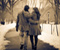 Romantis Pasangan Walk In Snowy