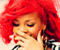 Rihanna Raudona Smiling