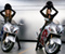 Beyonce Knowles and Jennifer Lopez with Sport Motorcycles